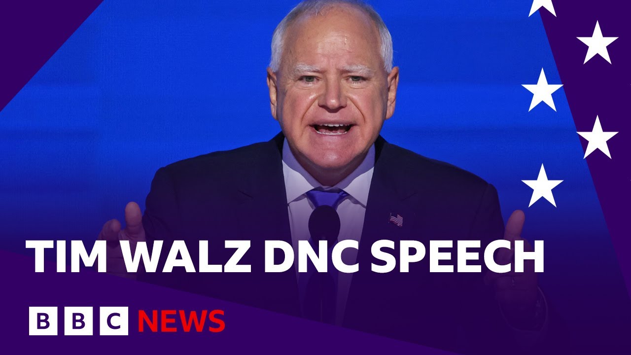 DNC 2024 Tim Walz rallies Democrats at raucous convention BBC News